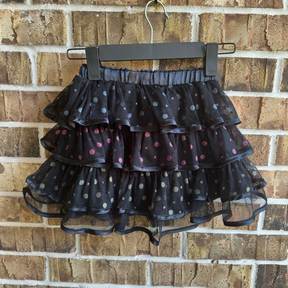 Jona Michelle Black and Pink Polka Dot Mini Skirt